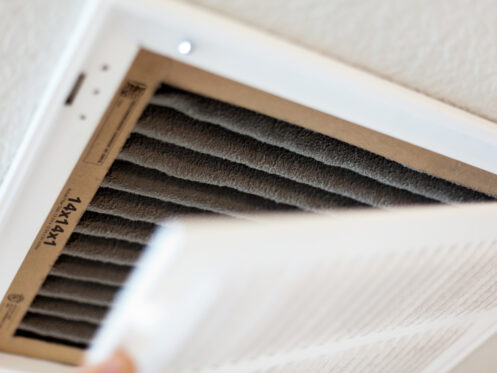 A dirty AC air filter in Belchertown, MA